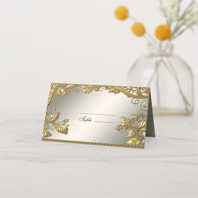 Elegante Gold Decorative Platzkarte (Vorderseite)