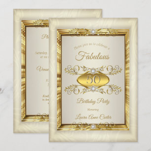 Elegante Gold Diamant Beige Creme Geburtstagsfeier Einladung