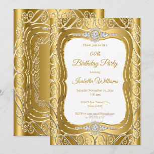 Elegante Gold-Diamant-Edelstein-Strudel-Geburtstag Einladung