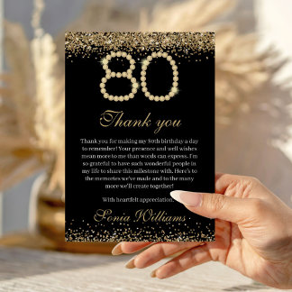 Elegante Gold-Diamanten 80. Geburtstags-Dankeskart Dankeskarte