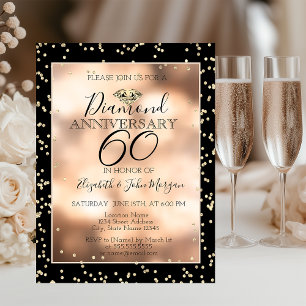 Elegante Gold Diamanten,Konfetti Hochzeit Jubiläum Einladung