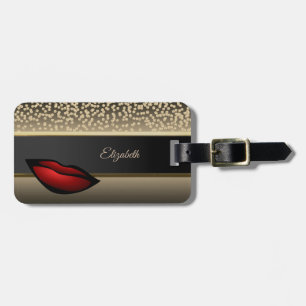 Elegante Gold Diamanten - Rote Lippen - Personalis Gepäckanhänger