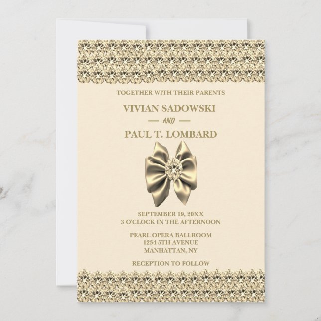 Elegante Gold Diamond Champagne Wedding Einladung (Vorderseite)