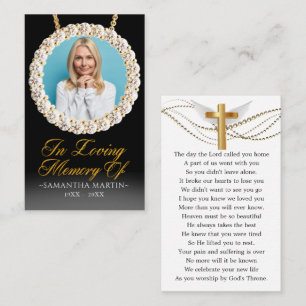 Elegante Gold Diamonds Foto Beerdigungskarte Visitenkarte