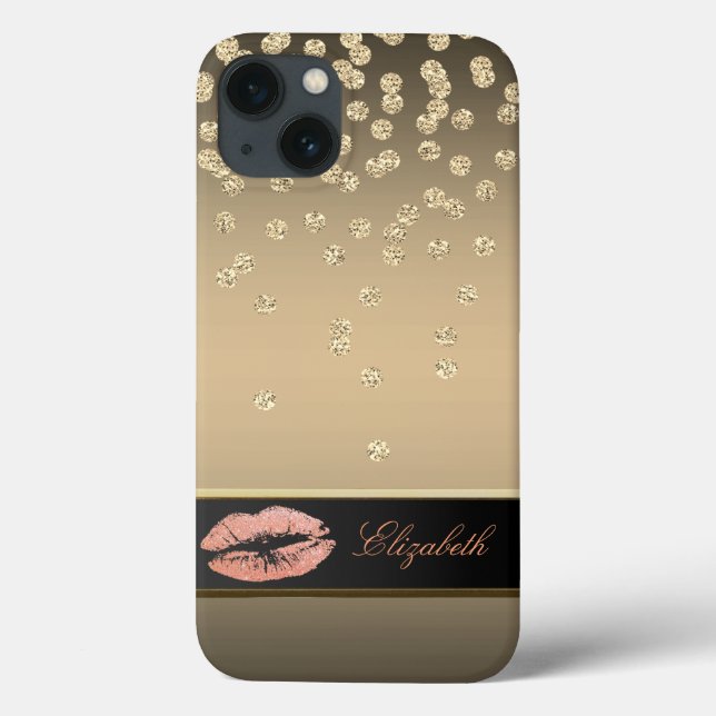 Elegante Gold Diamonds - Glitterie Lippen Case-Mate iPhone Hülle (Rückseite)