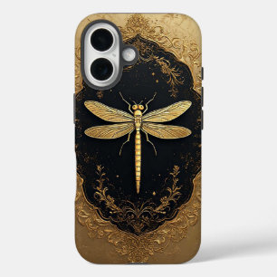 Elegante Gold Dragonfly-Illustration iPhone 16 Hülle