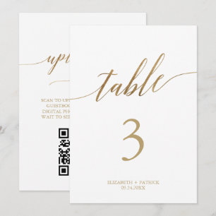 Elegante Gold druckbare Tischnummer Foto QR Code