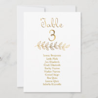 Elegante Gold-Effekt-Tischnummer 3 Seating Chart