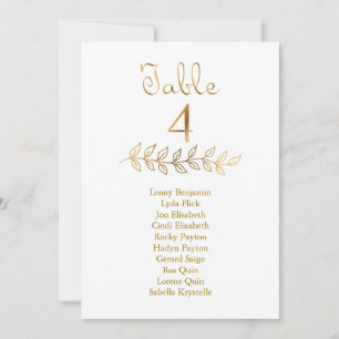 Elegante Gold-Effekt-Tischnummer 4 Seating Chart Einladung