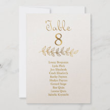 Elegante Gold-Effekt-Tischnummer 8 Seating Chart