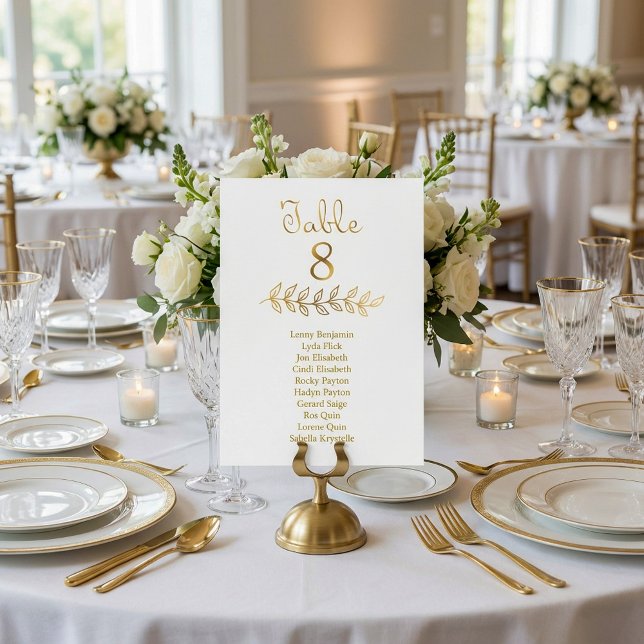 Elegante Gold-Effekt-Tischnummer 8 Seating Chart Einladung (Elegant Gold effect Table Number 8 Seating Chart.)