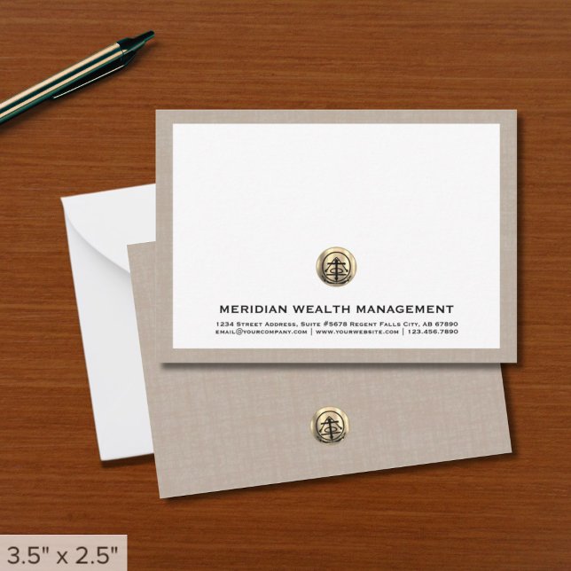 Elegante Gold Emblem Business Note Card Mitteilungskarte (Von Creator hochgeladen)