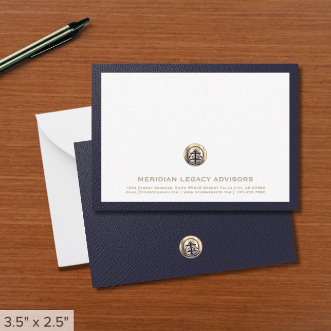 Elegante Gold Emblem Business Note Card Mitteilungskarte (Elegant Gold Emblem Business Note Card 3.5x5)