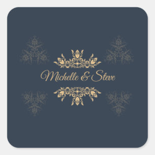 Elegante Gold-Filigran Namens-Aufkleber mit indivi Quadratischer Aufkleber