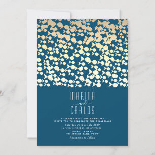 Elegante Gold Fish Pattern Beach Hochzeit Einladun Einladung