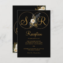Elegante Gold Floral auf Schwarz Monogramm