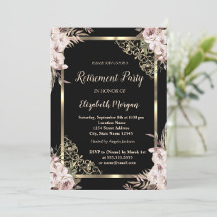 Elegante Gold Floral Frame Boho Blume Pensionierun Einladung