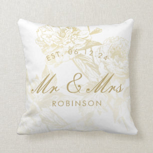 Elegante Gold Floral Gastgeschenk Hochzeit Kissen