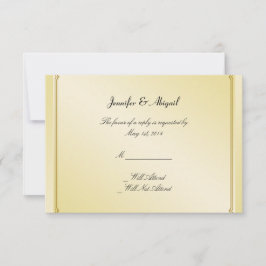Elegante Gold Floral Gay Wedding Response Card RSVP Karte