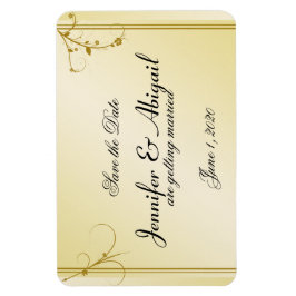 Elegante Gold Floral Gay Wedding retten das Datum Magnet