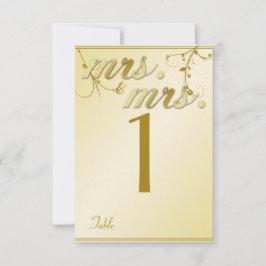 Elegante Gold Floral Gay Wedding Tischnummer