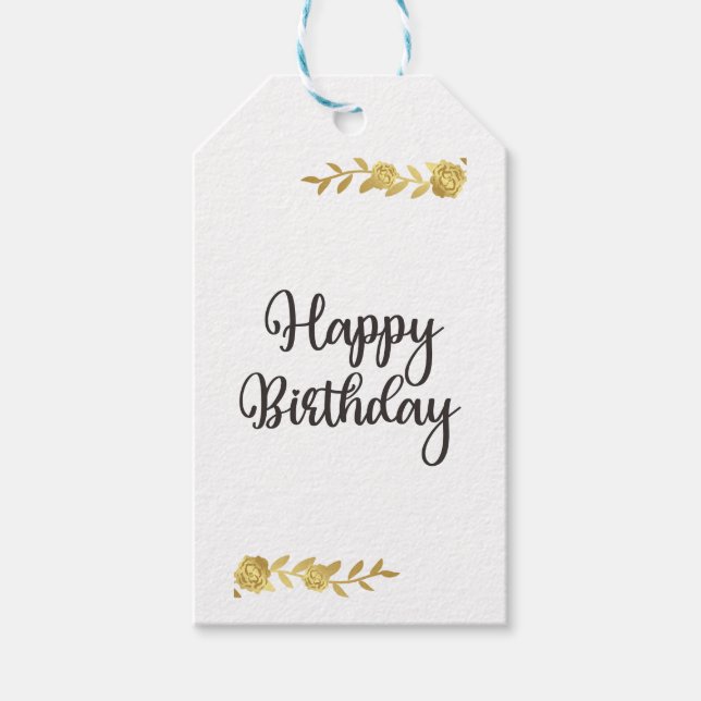 Elegante Gold Floral Geschenkmarke Geschenkanhänger (Vorderseite)