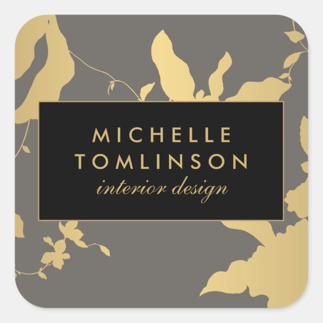 Elegante Gold Floral III Personalisiert Stickers (Vorderseite)
