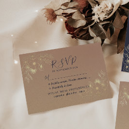Elegante Gold Floral Modern Wedding RSVP Card