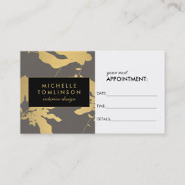 Elegante Gold Floral Muster Grau Terminationskarte Terminkarte