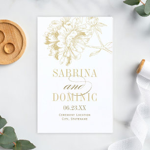 Elegante Gold Floral Peony Wedding Programs