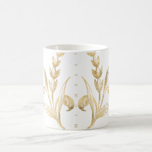 Elegante Gold Floral Personalisiert Coffee Tasse