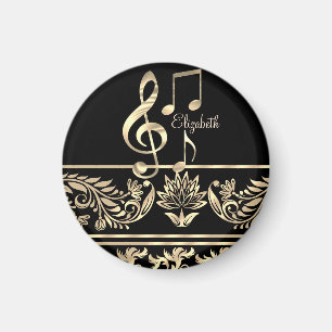 Elegante Gold Floral, Violinschlüssel, Hinweis Magnet