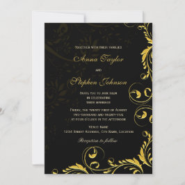 Elegante Gold Floral Wirbel Einladung