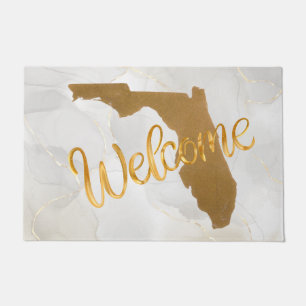 Elegante Gold Florida State Karte Willkommen Fußmatte