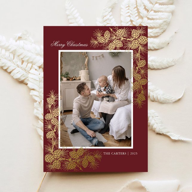 Elegante Gold Foil 2 Foto Weihnachtskarte Folieneinladung (Von Creator hochgeladen)