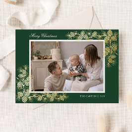 Elegante Gold Foil 2 Foto Weihnachtskarte Folieneinladung