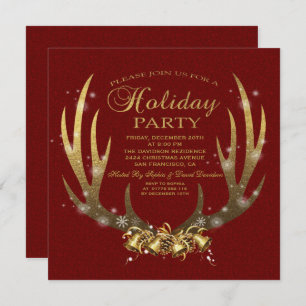 Elegante Gold Foil Antlers Einladung