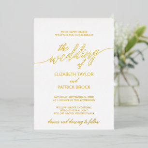 Elegante Gold Foil Calligraphy Wedding Folieneinladung