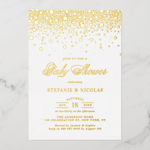 Elegante Gold Foil Confetti Dots Baby Shower Folieneinladung