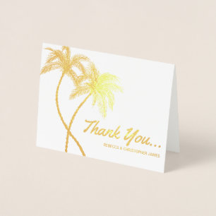 Elegante Gold Foil Danke Karten Palmen