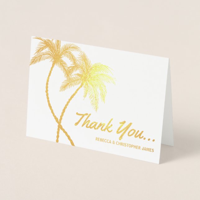 Elegante Gold Foil Danke Karten | Palmen (Vorderseite)