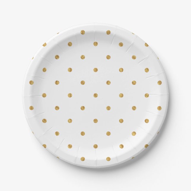 Elegante Gold Foil Dots Metallic Hostess Pappteller (Vorderseite)