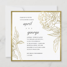 ELEGANTE GOLD FOIL FLORAL COUPLES DEUTLICH EINLADE