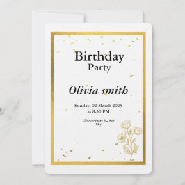 Elegante Gold Foil Floral Geburtstag Einladung