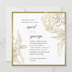 ELEGANTE GOLD FOIL FLORAL VERLOBUNG INVITE DANKESKARTE