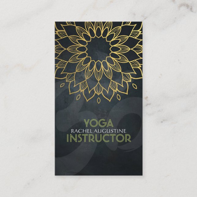 Elegante Gold Foil Floral Yoga Meditation Om Symbo Visitenkarte (Vorderseite)