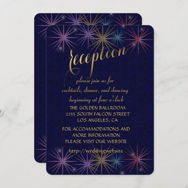 Elegante Gold Foil Glitzer Der Empfang Einladung (Vorne/Hinten)