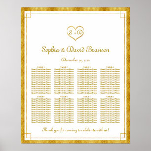 Elegante Gold Foil Heart Rahmen Weddin Seating Cha Poster