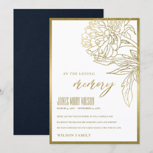 ELEGANTE GOLD FOIL IMITATS FLORAL BEILEID MEMORIY  DANKESKARTE