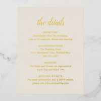 Elegante Gold Foil Ivory Hochzeitskarte